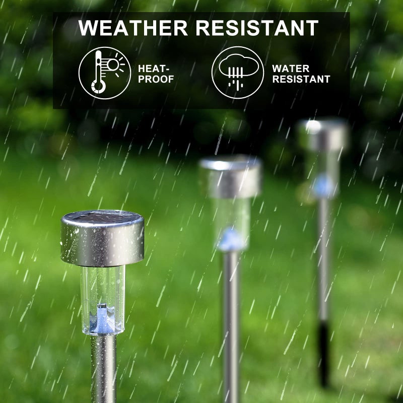 DREAM MASTER Solar Lights Outdoor Waterproof, Stainless Steel LED Landscape Lighting, Solar Garden Lights, Outdoor Valentines Day Decorations for Yard, Pathway, Walkway, Patio, Lawn - 12 Pack ( Cold White ) - Image 5